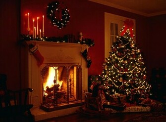 Christmas Tree And Fireplace Wallpaper Pictures Pics Photos