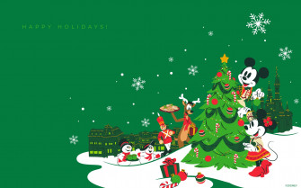 Mickey And Minnie Happy Holidays Wallpaper