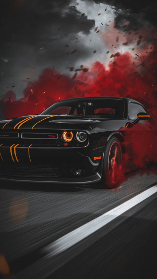 Black Car With Red Mist Speed iPhone Wallpaper