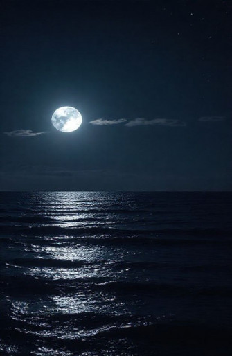 Moon Over Ocean Wallpaper