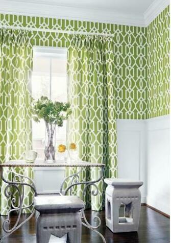 Wallpaper Green And White Lattice Trellis