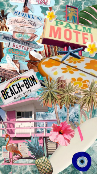 Summer Mood Board Wallpaper Havana Hawaii Beach Bum Fab