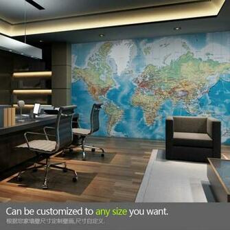 Shipping Large World Map Mural Wallpaper Personalized Custom