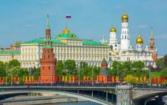 Kremlin And Bolshoy Kamenny Bridge Moscow Russian Federation 4k