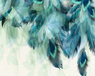 Beibehang Photo Wallpaper Stylish Vintage Modern Blue Feather Tv