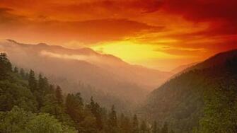 Sunset Background National Tennessee Park Mountains Overlook