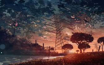 Anime Scenery Sunset 4k Wallpaper