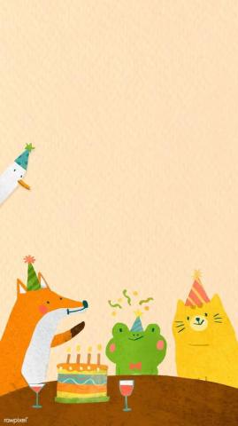 Animal Doodle BirtHDay Mobile Phone Wallpaper Vector Premium