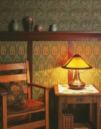 Craftsman Arts Crafts Wallpaper Wainscot Idea