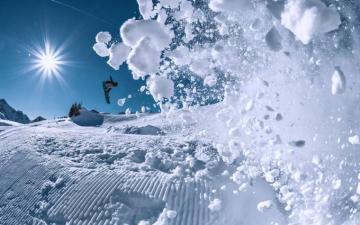 Sunny Extreme Landscapes Man Mountains Sky Snow Snowboarding