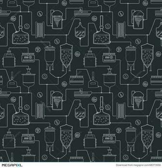 Seamless Background With Beer Brewing Process Illustration
