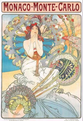 Alphonse Mucha Monaco Monte Carlo Poster By Retro Graphics