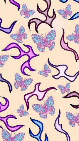 Colourful Butterfly Flame Wallpaper Trendy Style Y2k Baddie Indie