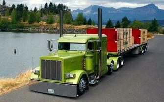 Lime Green Tractor Trailer Car Truck Pete Semi