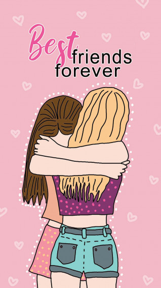 Best Friends Forever iPhone Hugging Pink Wallpaper
