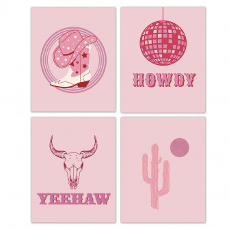 Pink Cowgirl Aesthetic Wall Art Wallpaper