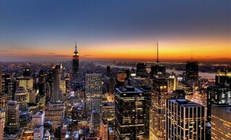 New York City Skyline Sunset Wallpaper HD Desktop