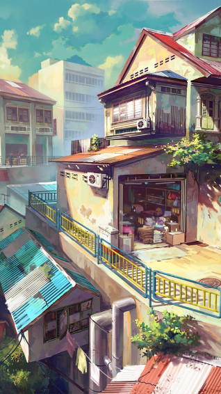 Japanese Anime Painting City 4k Wallpaper And Easy To