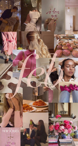 February Moodboard Desktop iPhone Wallpaper