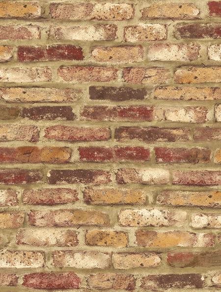 Wallpaper Designer Red Orange Cream And Tan Tuscan Faux Brick Wall