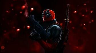 Full HD Wallpaper Deadpool Katana Hero Mask Gun Desktop