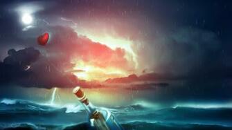 Heart HD Abstract Wallpaper Letter Bottle Mood Love Storm