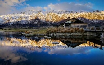 Mountains Houses New Zealand Lake Water Queenstown Wakatipu Wallpaper