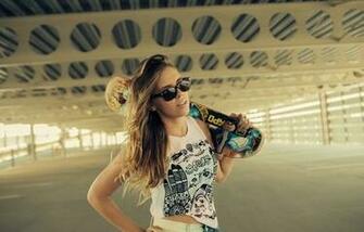 Wallpaper Girl Blonde Model Skateboard Girls