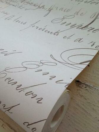 Jeanne D Arc Living French Script Wallpaper Meter Decou Cream