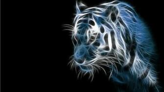 Neon Tiger Black Desktop Wallpaper