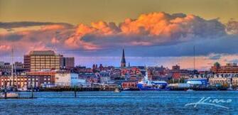 Portland Maine Skyline Of The Marina