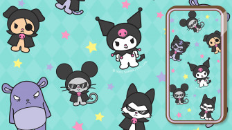 Kawaii Kuromi Friends Pattern Wallpaper From Sanrio Hoshi