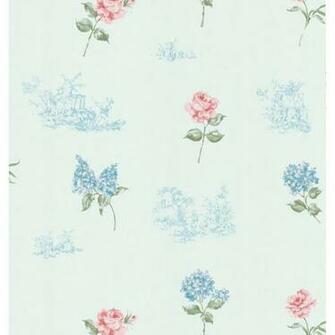 Brewster Home Fashions Light Blue Floral Toile Wallpaper