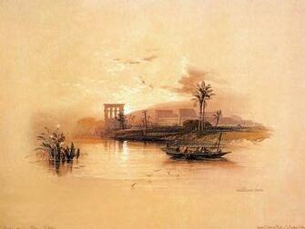 David Roberts Painting Philae At Dusk Wallpaper