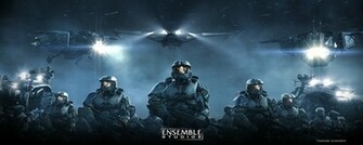 Wallpaper Halo Wars Soldiers Airships Night Dual Monitor