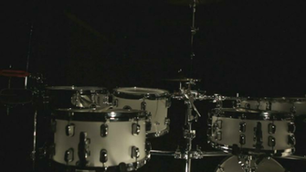 Drum Set On Dark Background White Kit Black