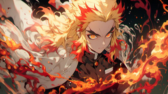 Cool Demon Slayer Kyojuro Rengoku Anime Desktop Wallpaper 4k