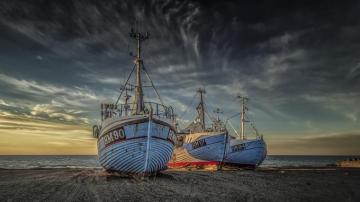 Photo Denmark Nature Sand Riverboat Sunrise And Sunset