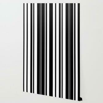 Minimalist Era Black White Stripe Asymmetrical Wallpaper By