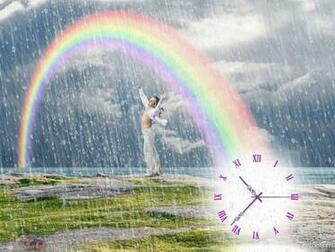 Summer Rain Clock Screensaver