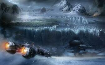 Science Fiction Mountain Landscape Wallpaper