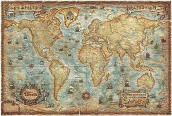 Modern World Antique Map Wall Mural Photo Wallpaper Photowall