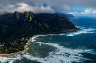 Hawaii Water Clouds Nature Aerial Mountains Birds Eye