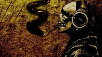 Headphones Smoking Skulls Music Dark Smoke Wallpaper Allwallpaper In