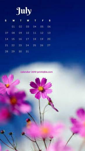 July iPhone Flower Wallpaper Calendars In