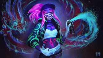 K Da Akali Lol Art Wallpaper 4k