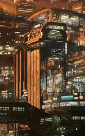 HD Busy Anime City iPhone 6s Plus