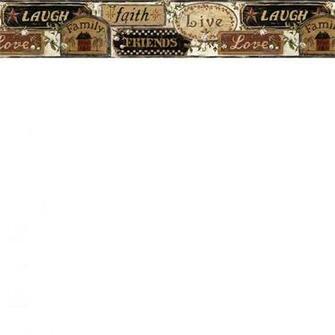 Taupe Love Wallpaper Border Rustic Country Primitive