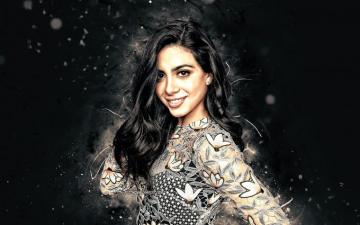 Wallpaper Emeraude Toubia 4k White Neon Lights
