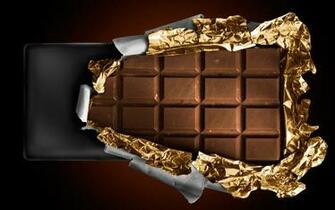 Wallpaper Tiles Of Dark Chocolate In Gold Wrapper